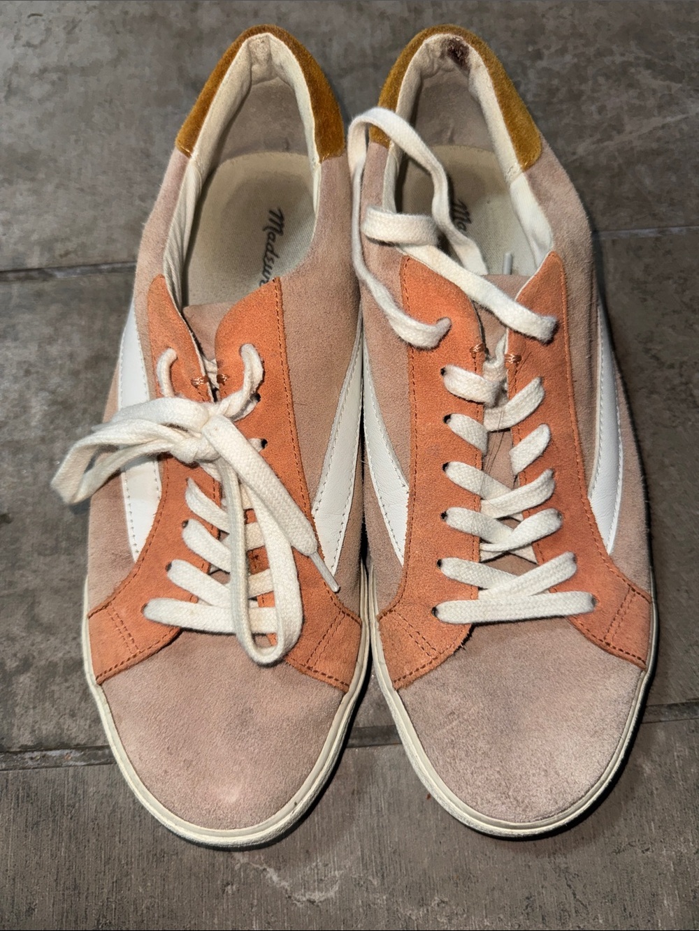 Madewell Pink & White Suede Low-Top Sneakers